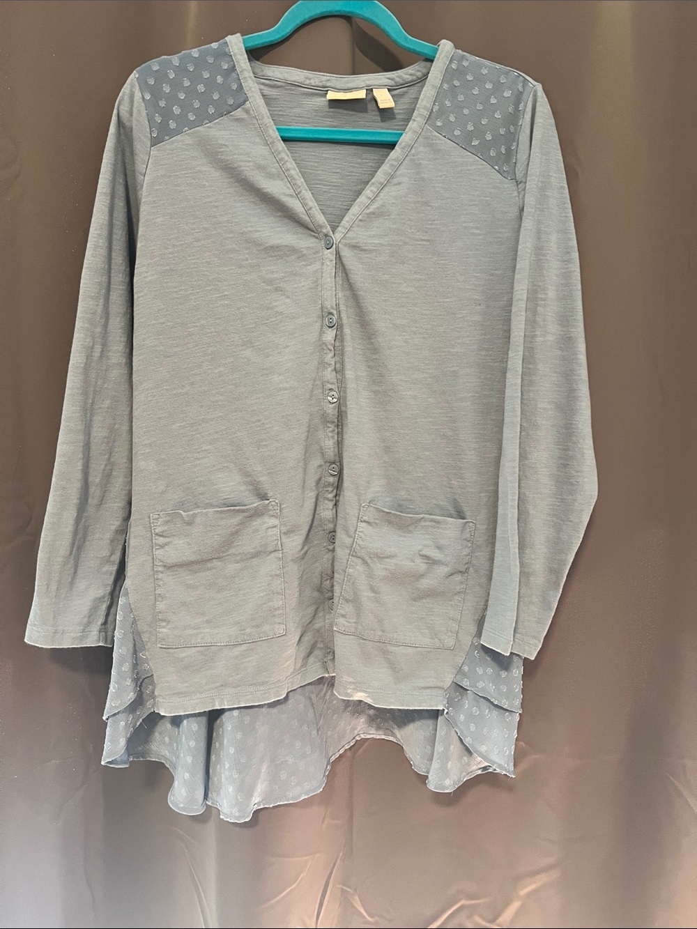 LOGO by Lori Goldstein blue Layered Button-Front Top. 5/$20